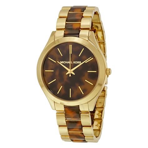 tortoise michael kors watch gold and diamond|michael kors mk4284.